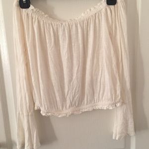LF Emma&Sam OfftheShoulder Flowy Cream CropTop
